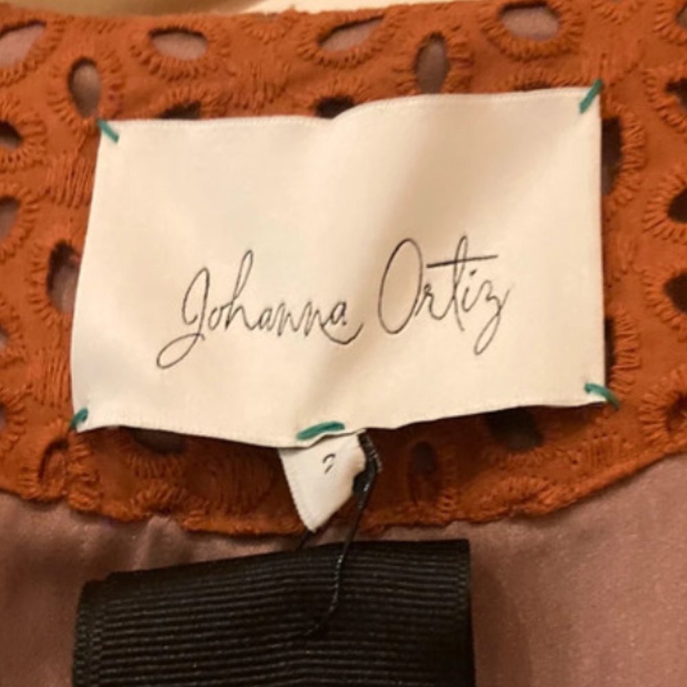JOHANNA ORTIZ Magical Discipline Burnt Orange Eyelet Cotton Dress Size US 2 - Picture 12 of 12